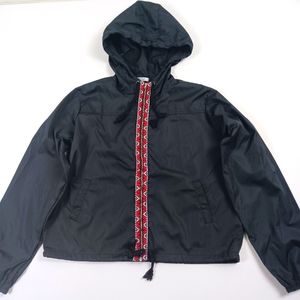 Meaneor Black Hoodie Windbreaker Jacket women size large